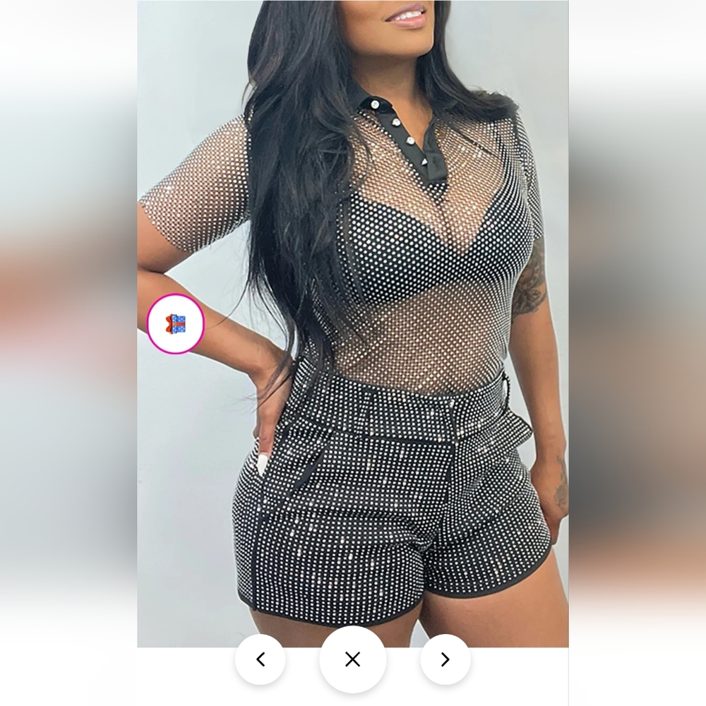 Black Shiny Shorts and Top